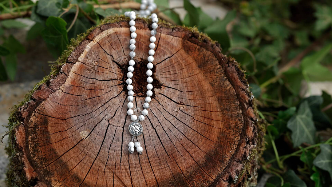 Mala Magnesit | 4 mm | mit Malamünze Antik-Look 925er Silber