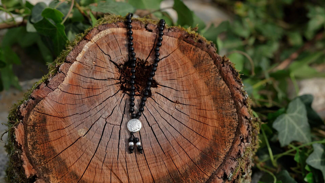 Mala Onyx | 4 mm | mit Malamünze 925er Silber