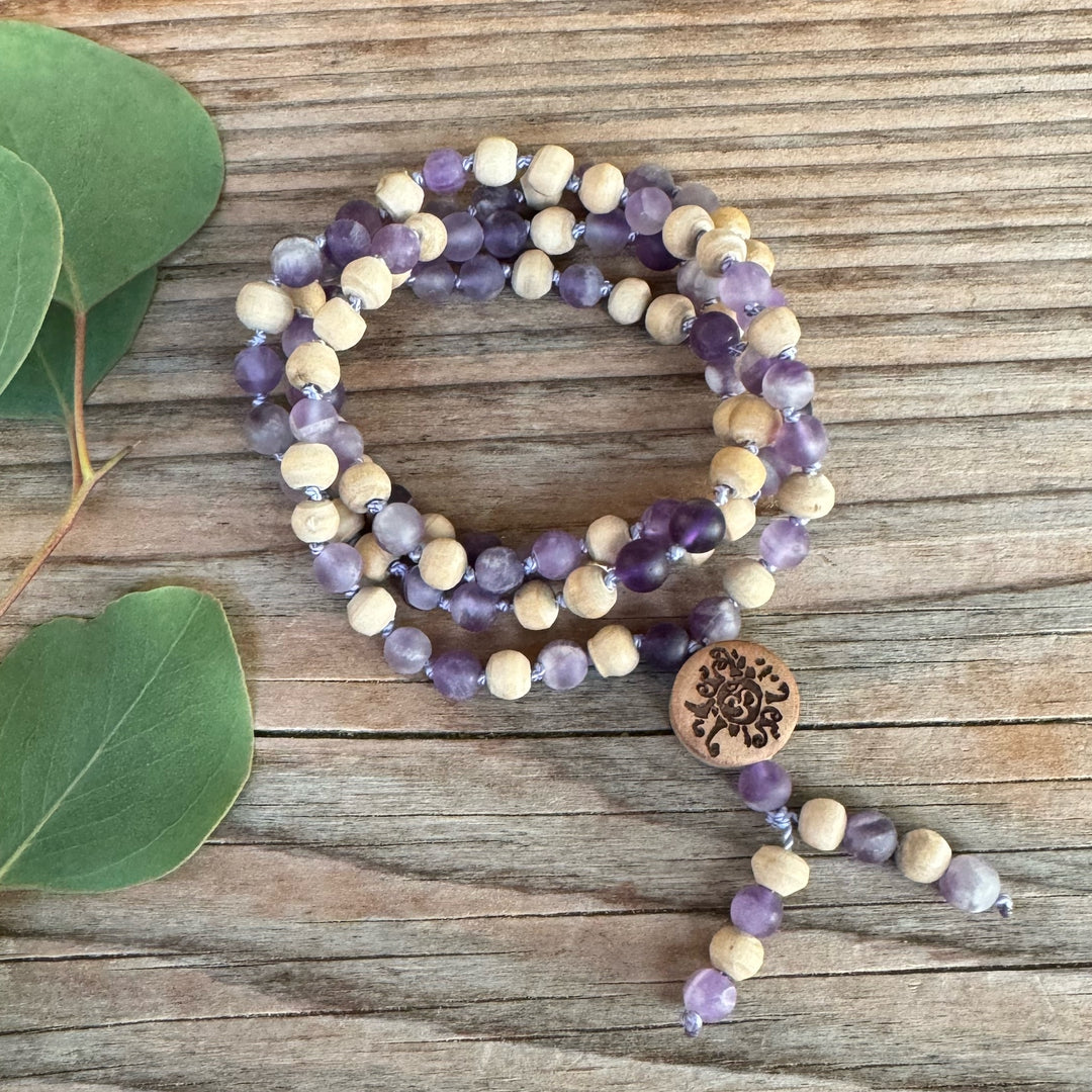 Mala online kaufen Amethyst matt mit Tulsi | 6 mm