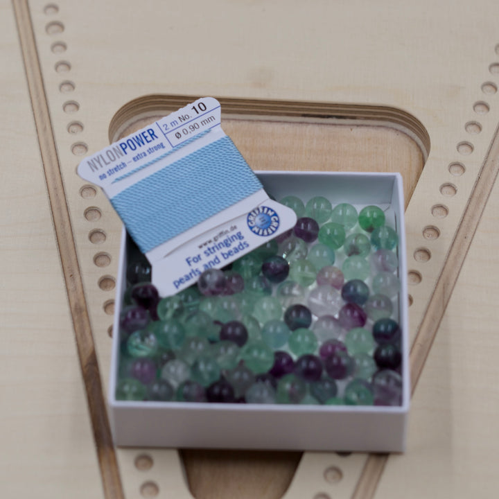 Perlenset Fluorit zum Mala selber knoten, ein DIY Set