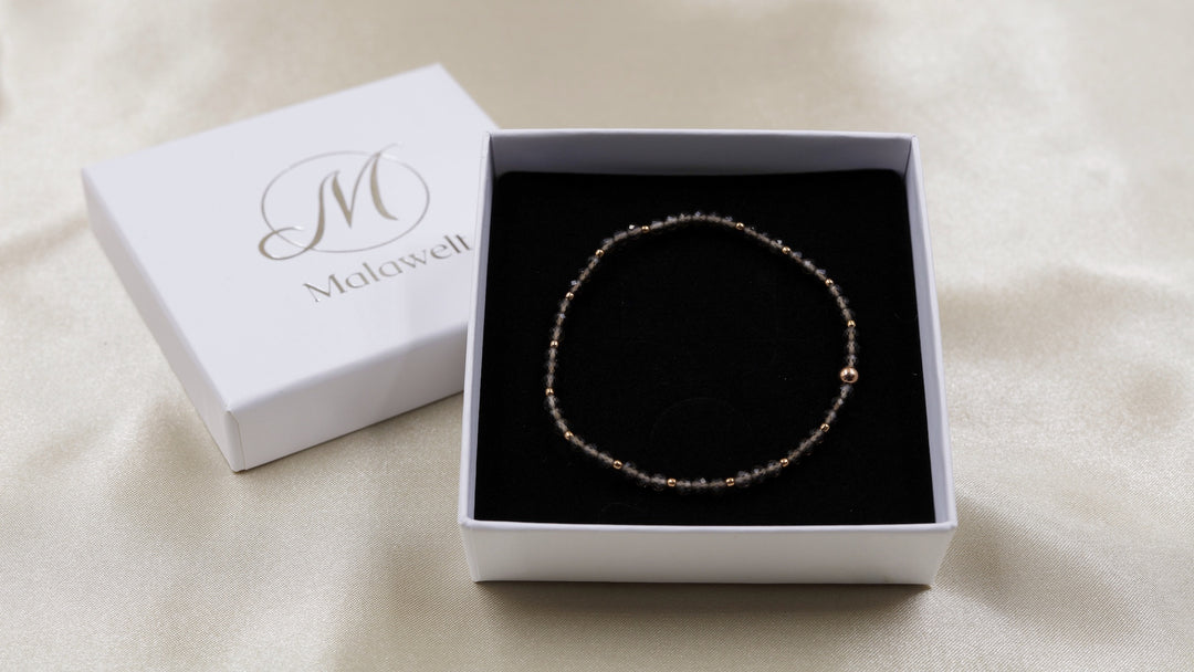 Rauchquarz Handala Armband 4mm facettiert mit Malasonne