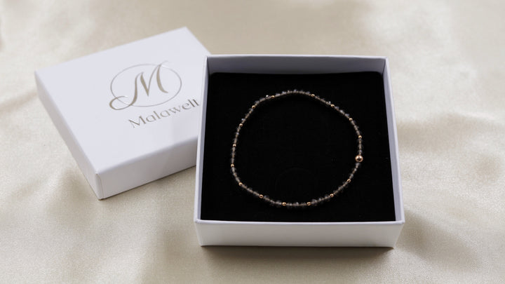 Rauchquarz Handala Armband 4mm facettiert mit Malasonne