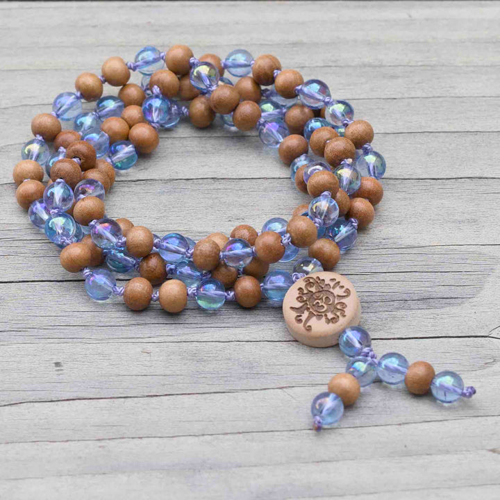 Malakette "Aurablau" Aqua Aura  mit Sandelholz 6 mm Summer Collection