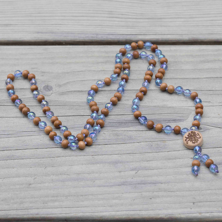 Malakette "Aurablau" Aqua Aura  mit Sandelholz 6 mm Summer Collection
