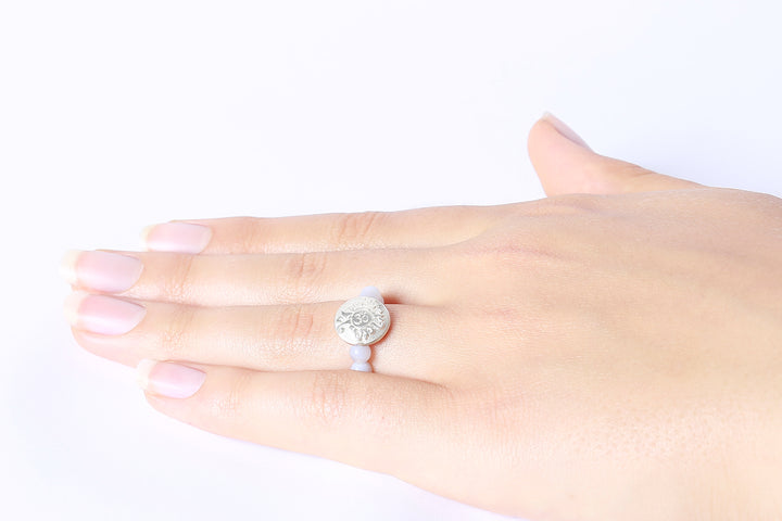 Ring Chalcedon | 4 mm | mit Malamünze 925 Sterling Silber
